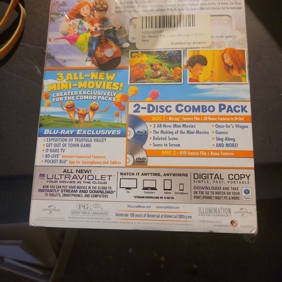 Dr Seuss The Lorax Nwt seal 2 blue ray disk Excellent condition - Picture 2 of 4